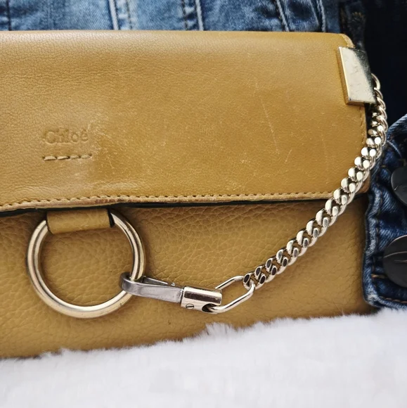 Authentic CHLOE Faye Leather Flap Wallet Card Holder Clutch WOC Crossbody - Picture 11 of 14